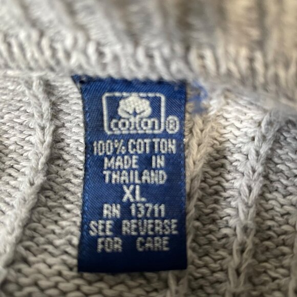John Ashford XL Gray Cotton Henley Sweater Made In Thailand Vintage Grandpa Core - Picture 2 of 9